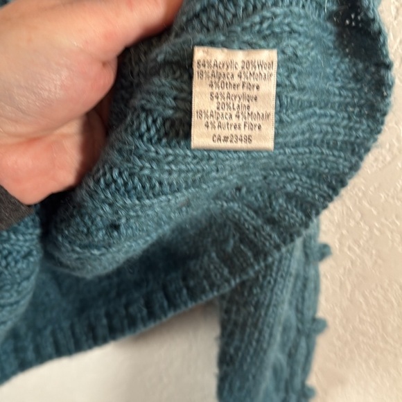 Icelandic Designs Blue Cable Knit Bauble Design Full Zip Sweater Size Small - Picture 4 of 7